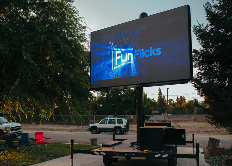 funflicks led screen for a 100 person party