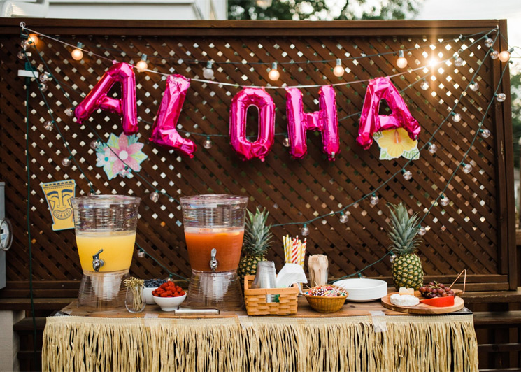 Hawaiian luau themed party for 100 people
