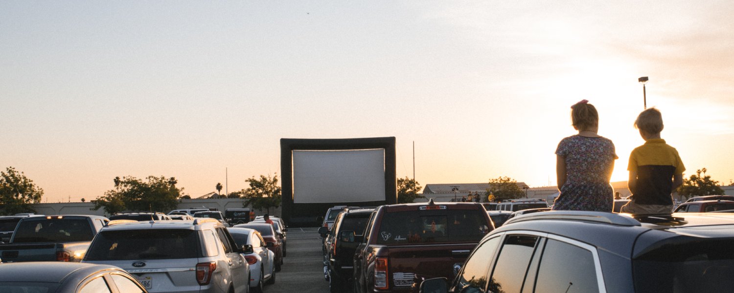 FunFlicks drive-in movie event at sunset
