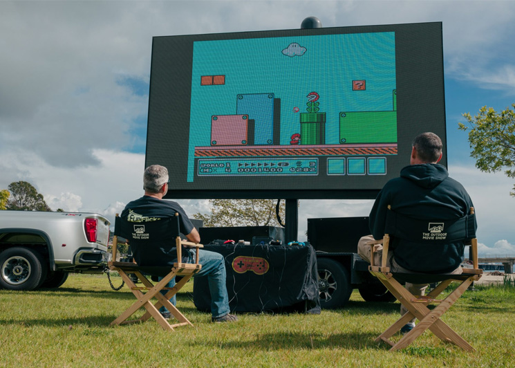 Retro mario gameplay on a modern FunFlicks LED screen