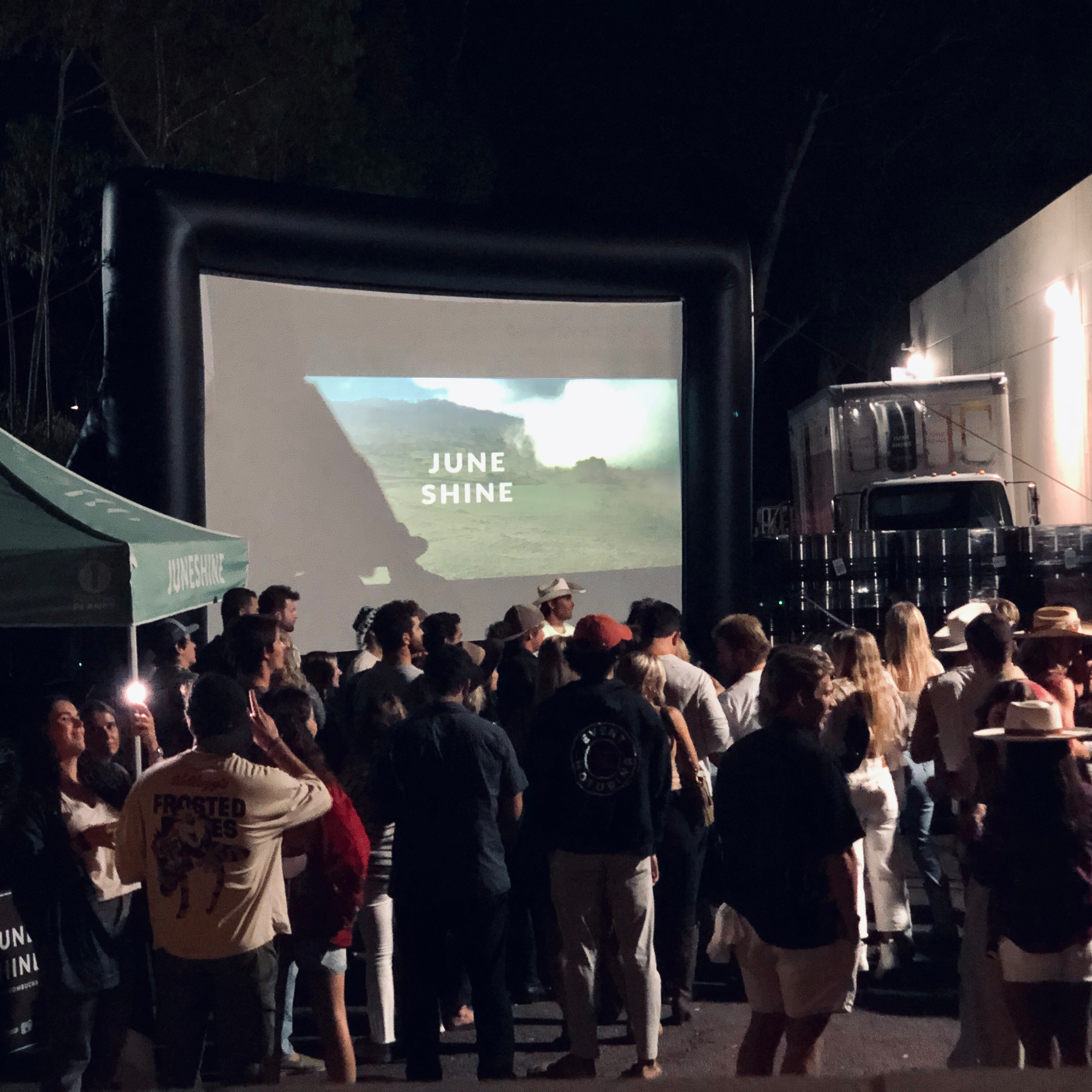 Employee movie party with a FunFlicks® inflatable projector screen