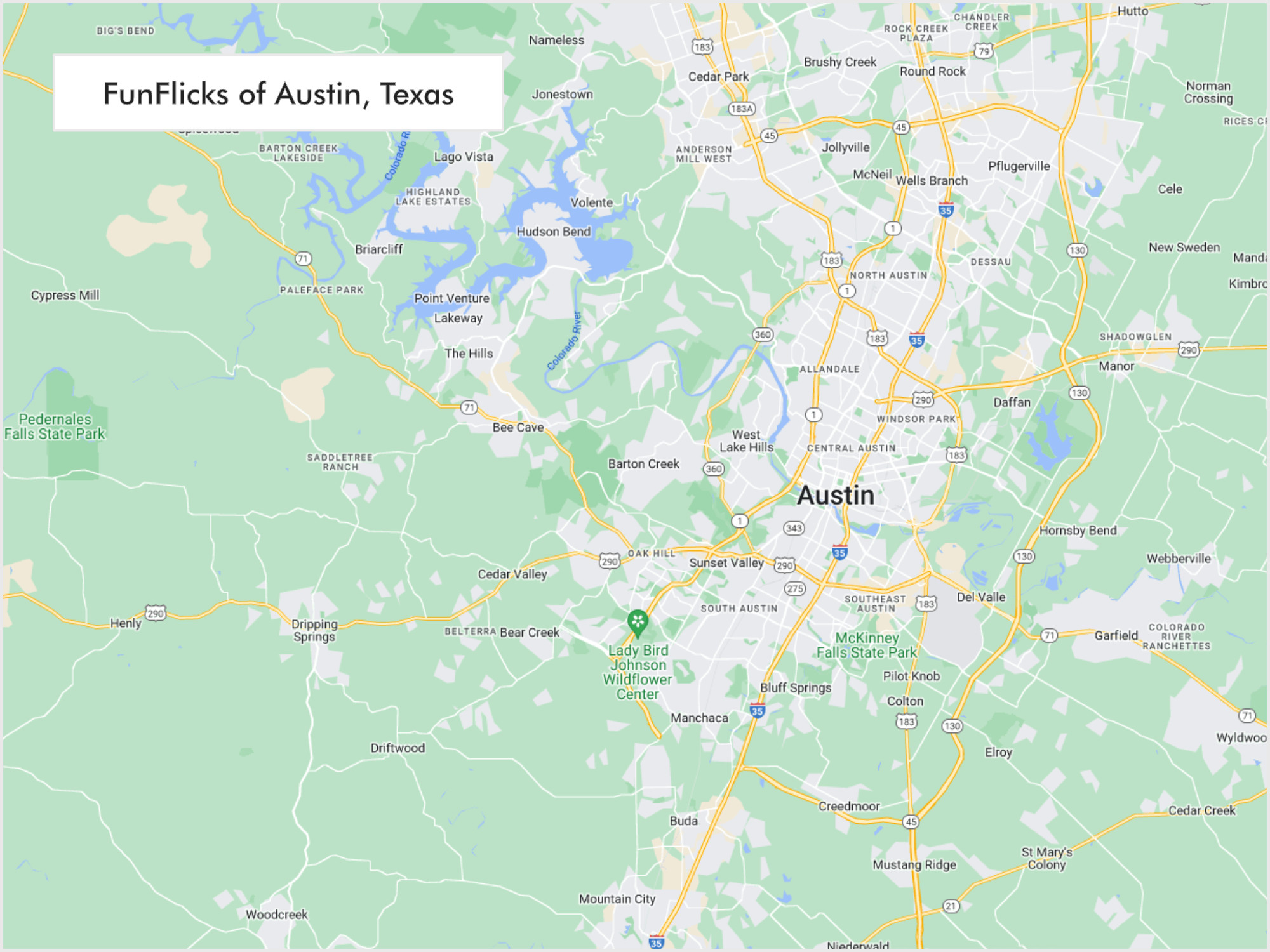 FunFlicks® Austin Texas territory map