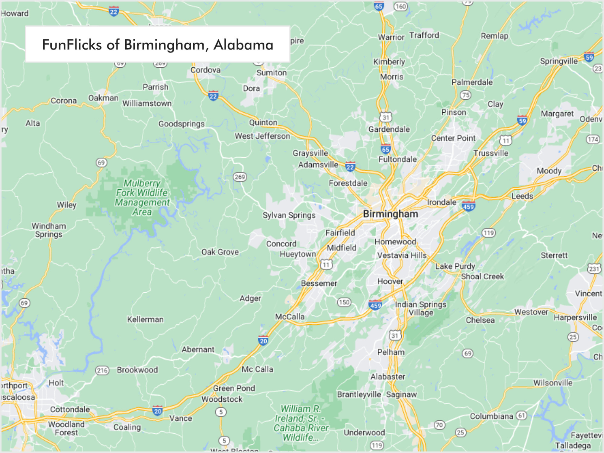 FunFlicks® Birmingham territory map