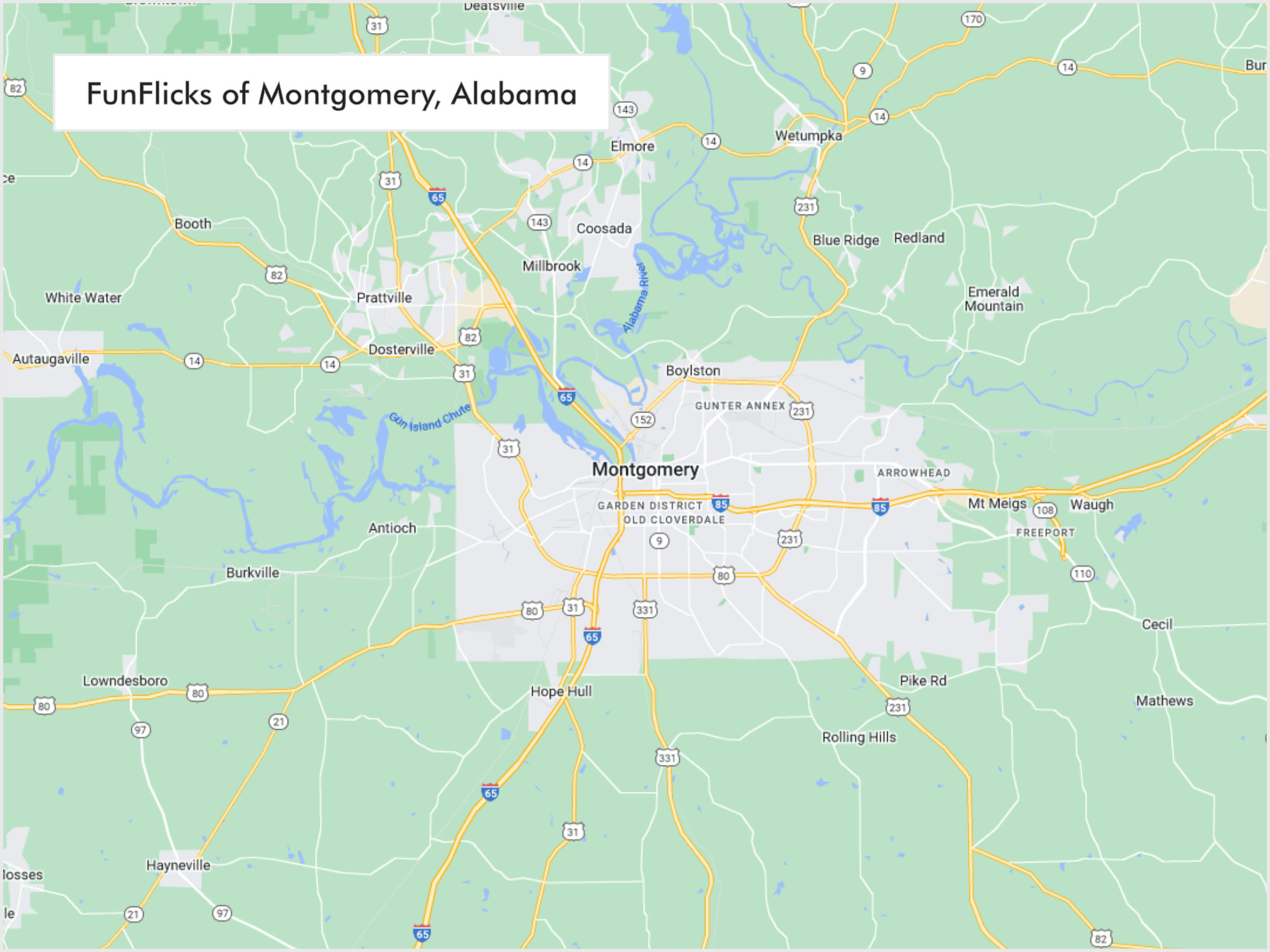 FunFlicks® Montgomery territory map