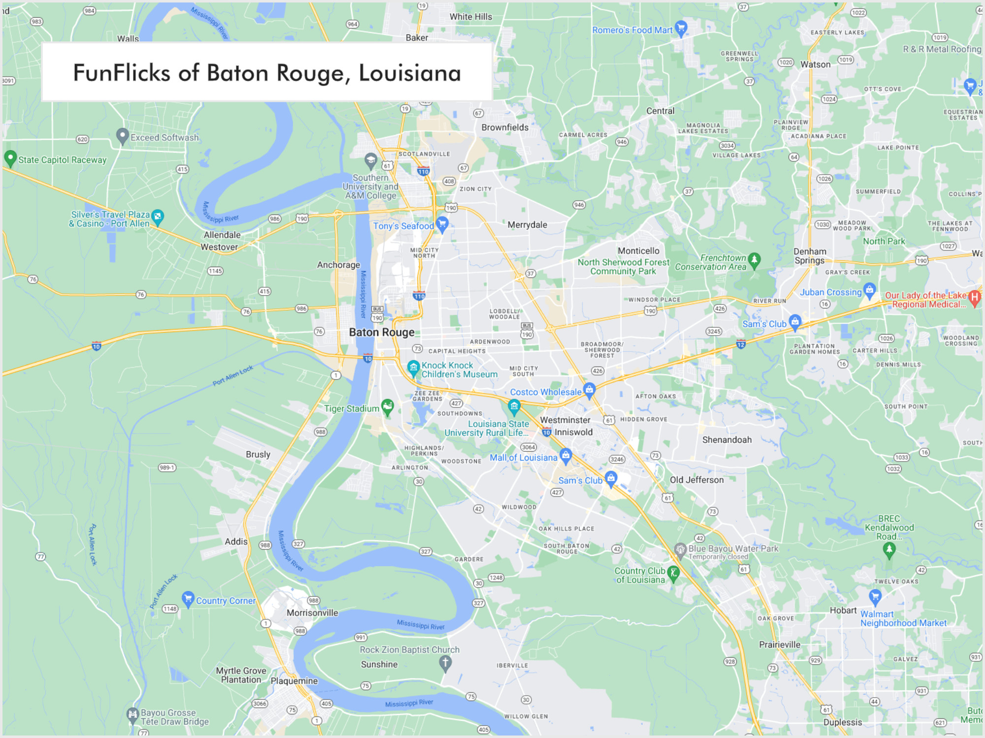 FunFlicks® Baton Rouge territory map