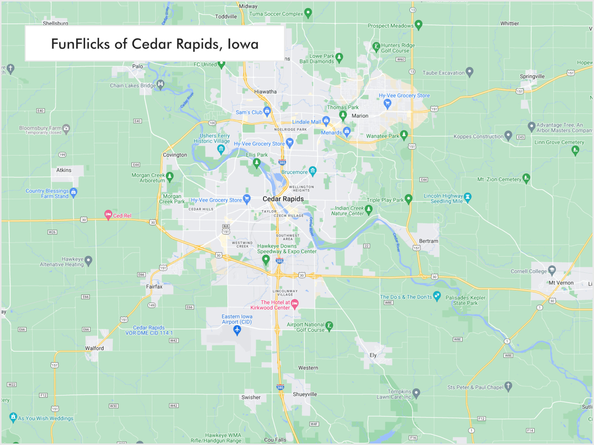FunFlicks® Cedar Rapids territory map