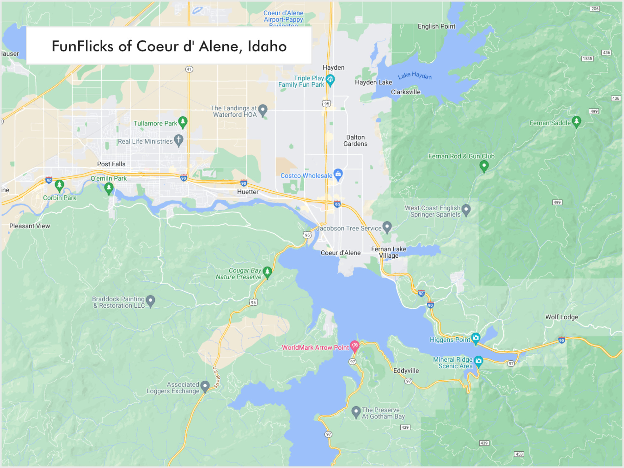 FunFlicks® Coeur d Alene territory map