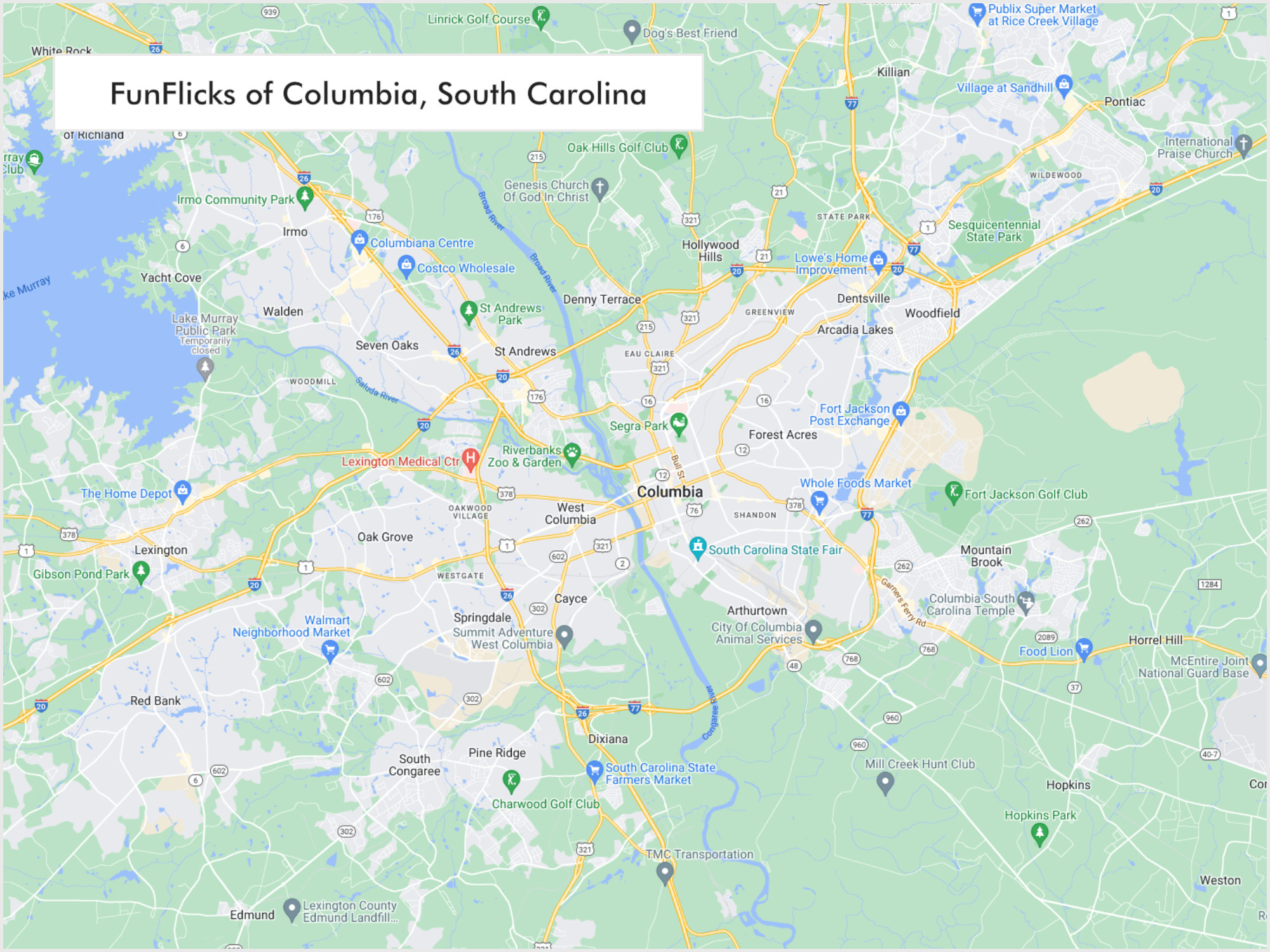 FunFlicks® Columbia territory map