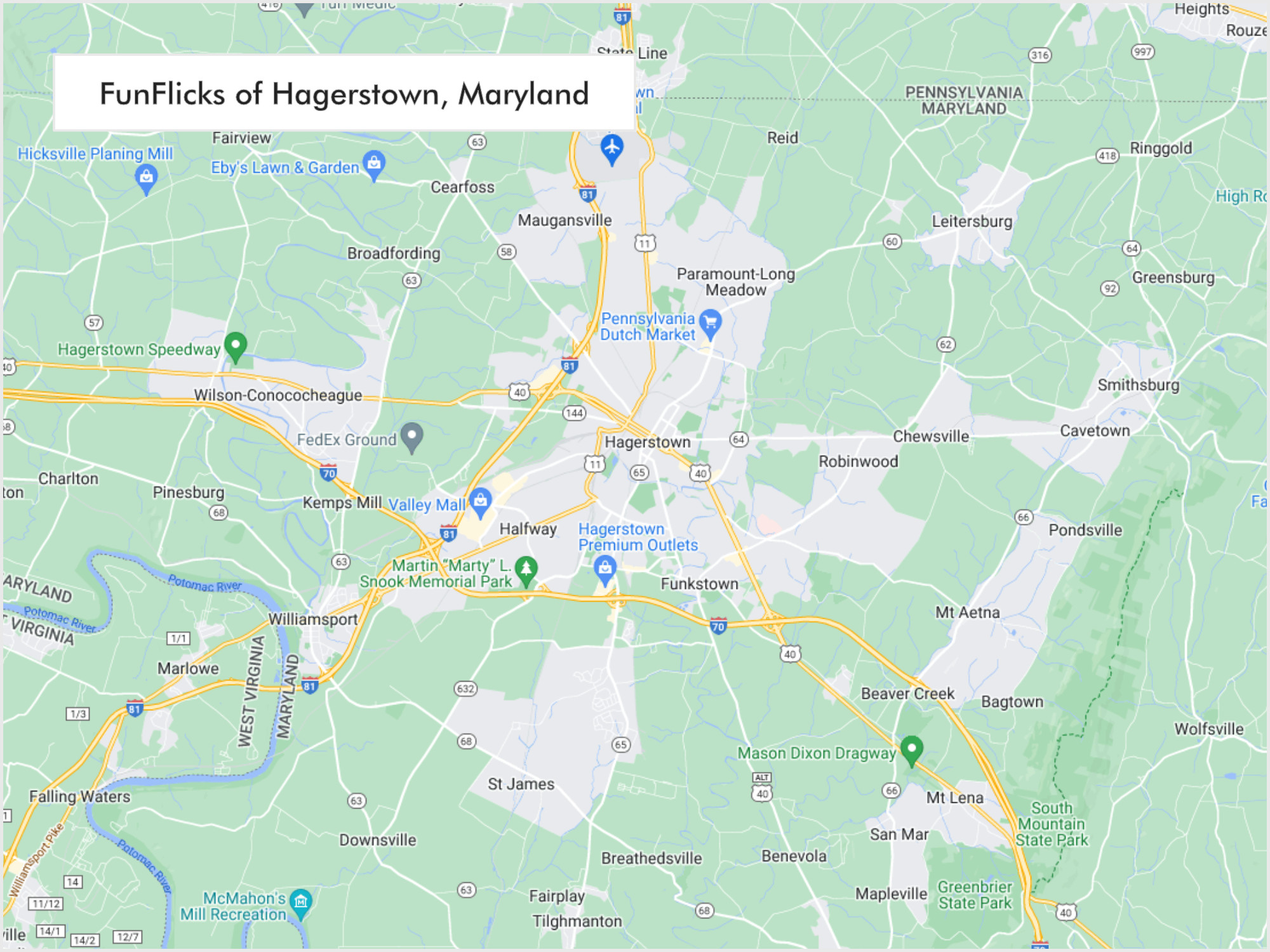 FunFlicks® Hagerstown territory map