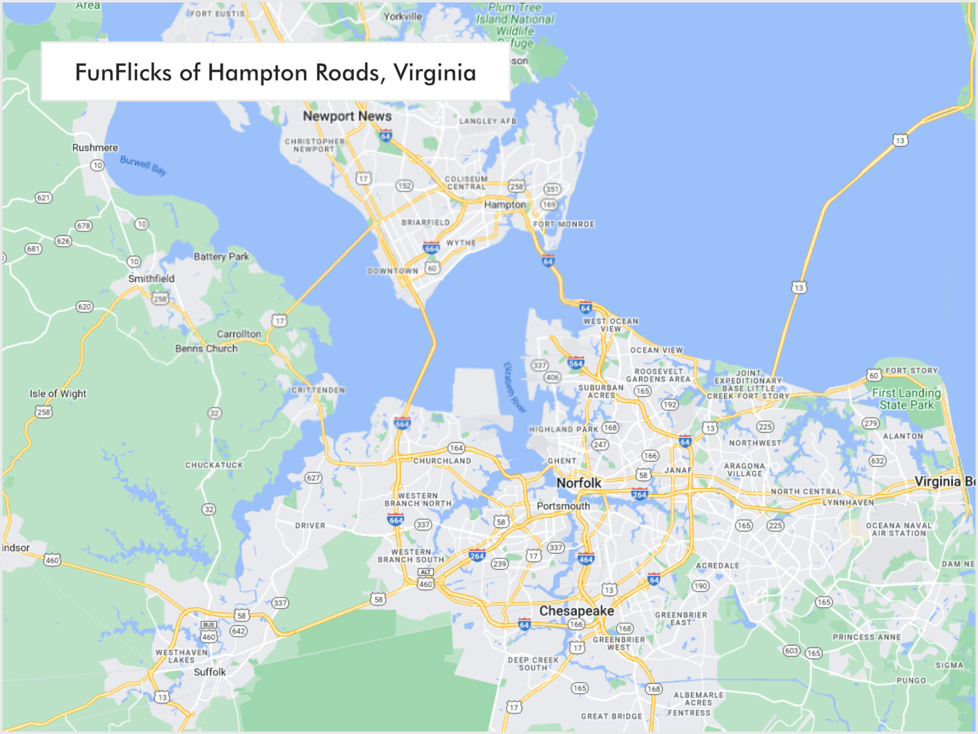 FunFlicks® Hampton Roads territory map