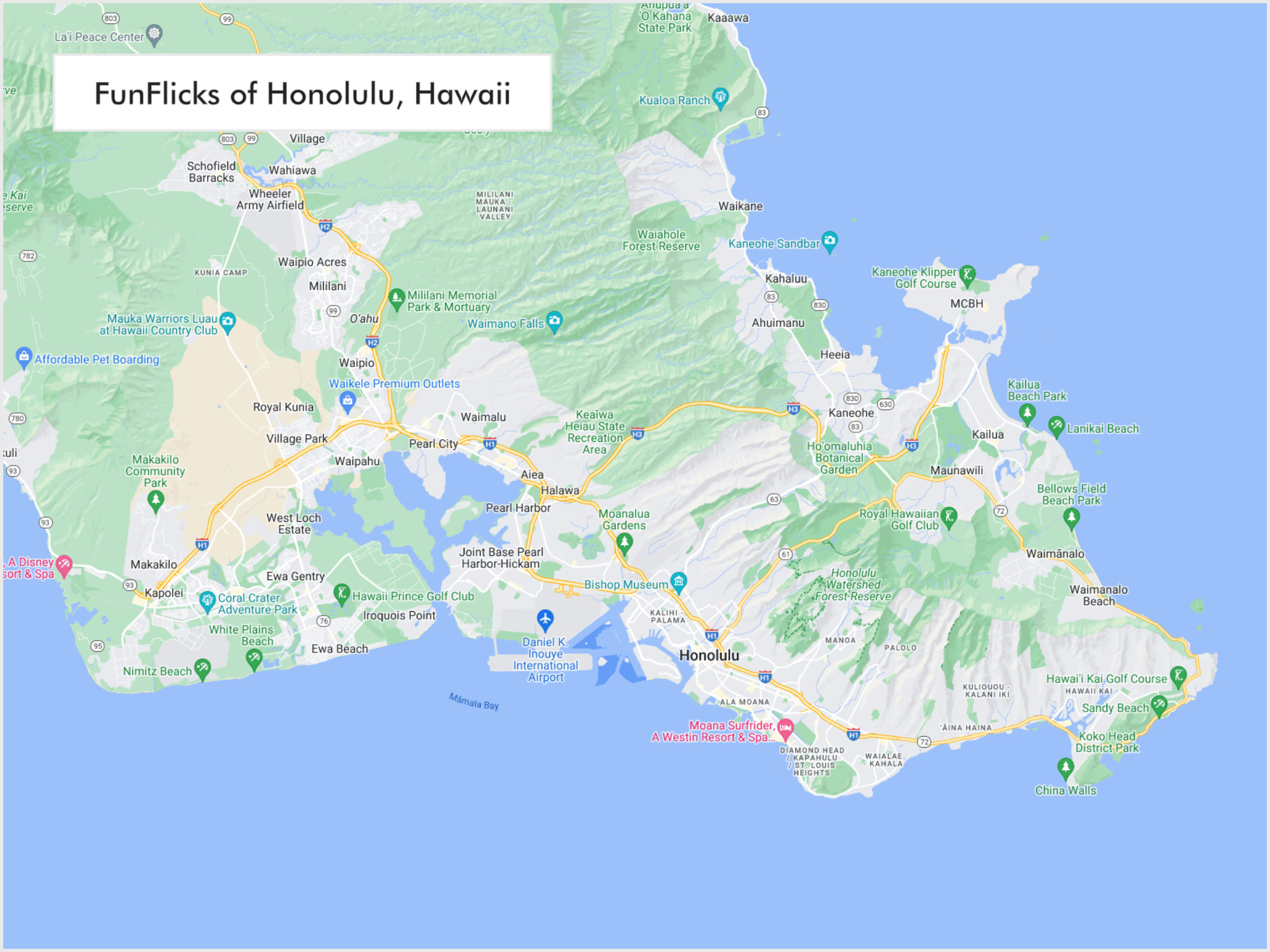 FunFlicks® Honolulu territory map