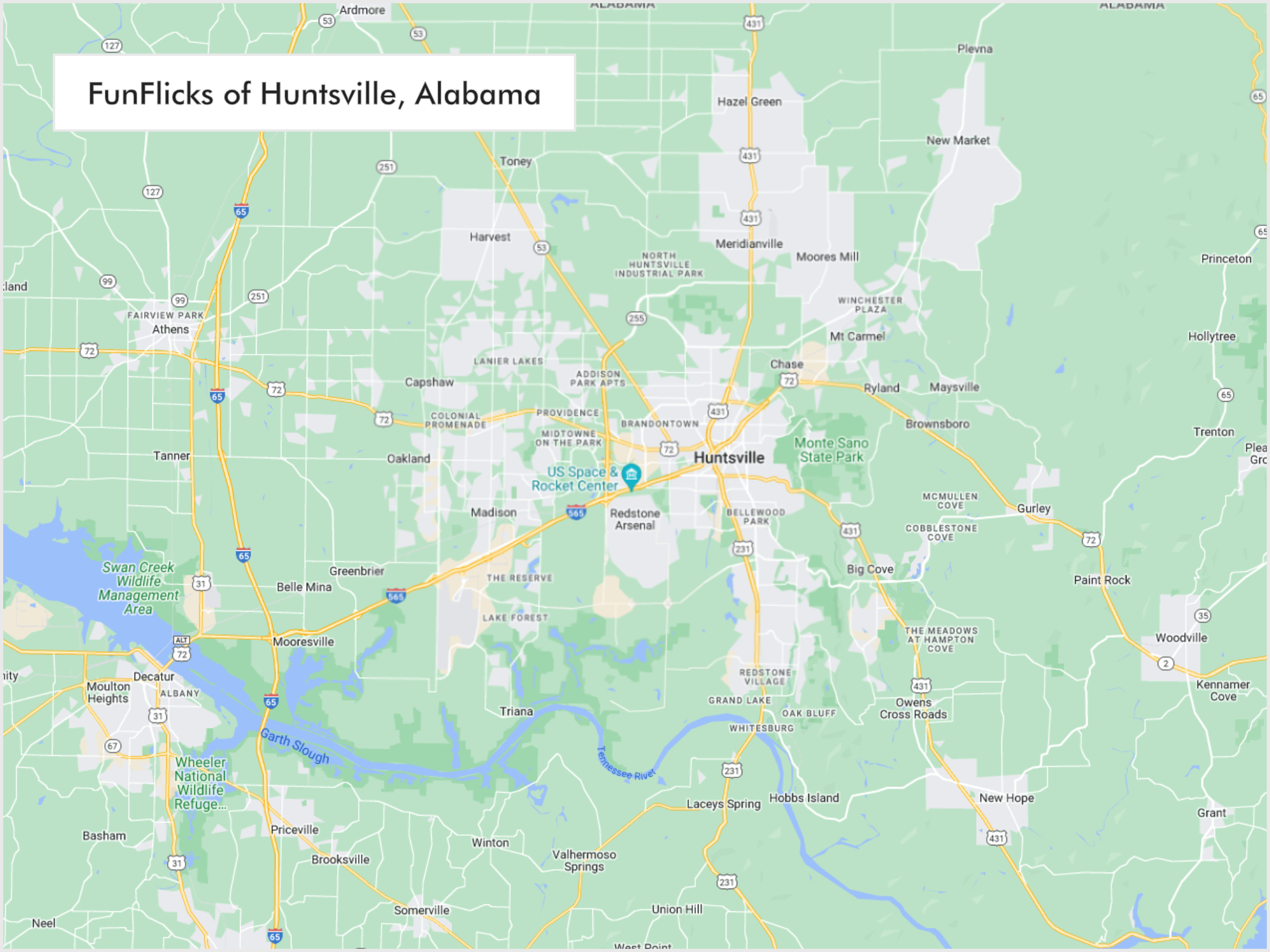 FunFlicks® Huntsville territory map