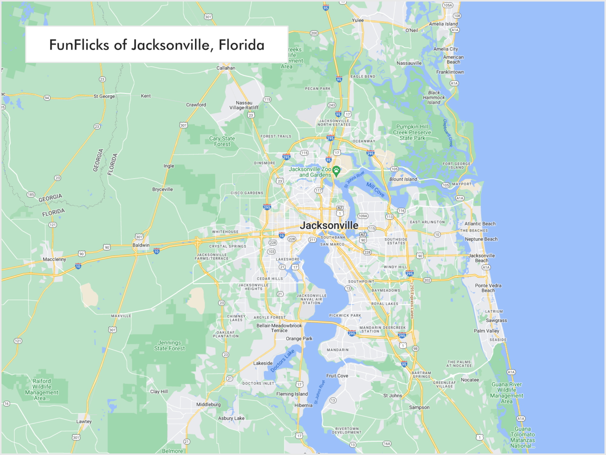 FunFlicks® Jacksonville territory map