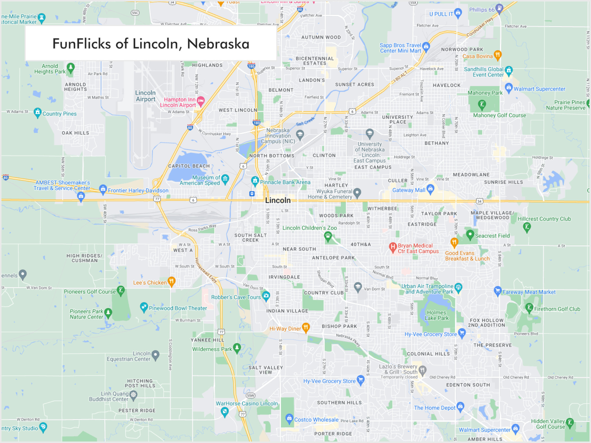 FunFlicks® Lincoln territory map