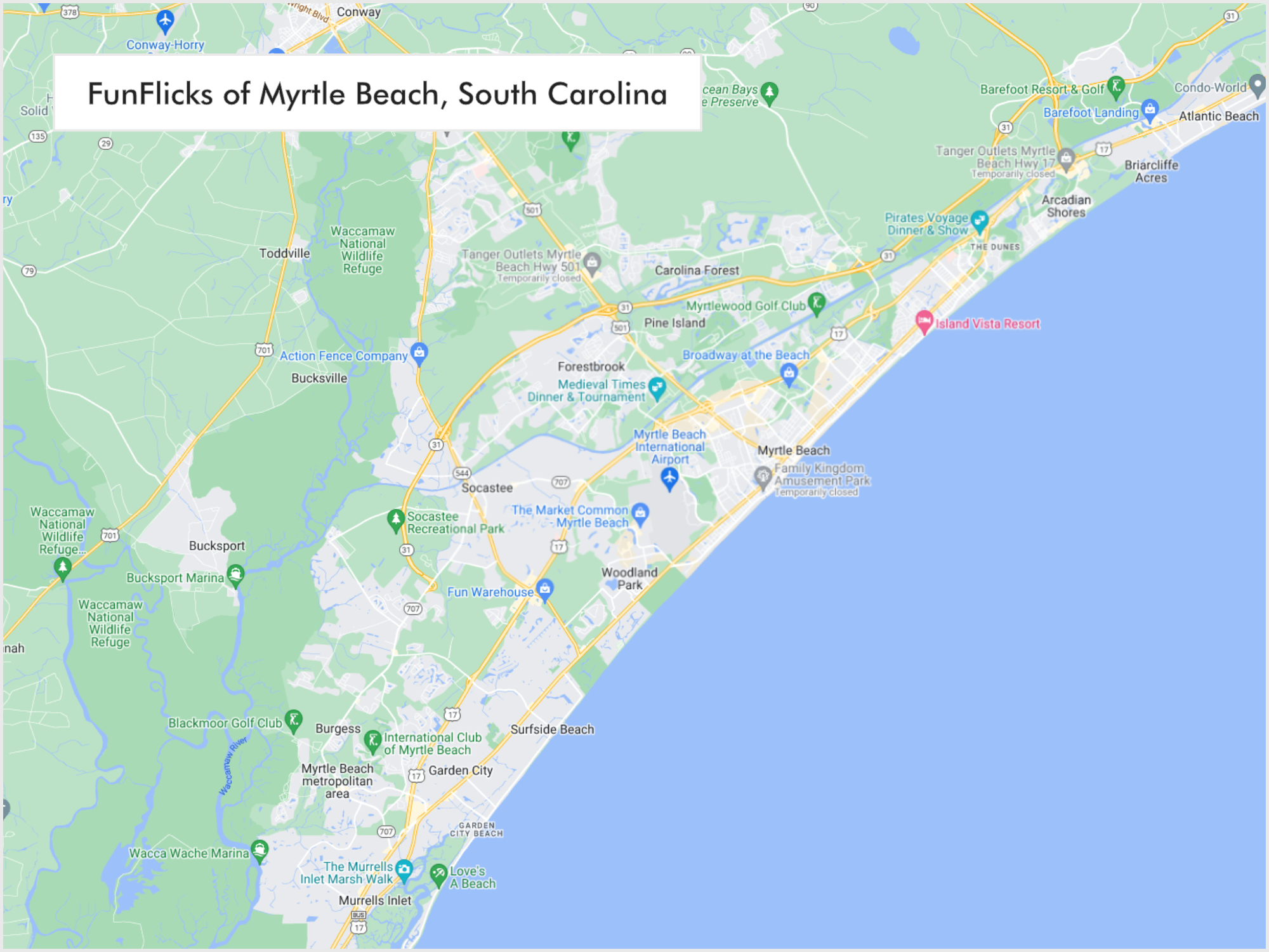 FunFlicks® Myrtle Beach territory map