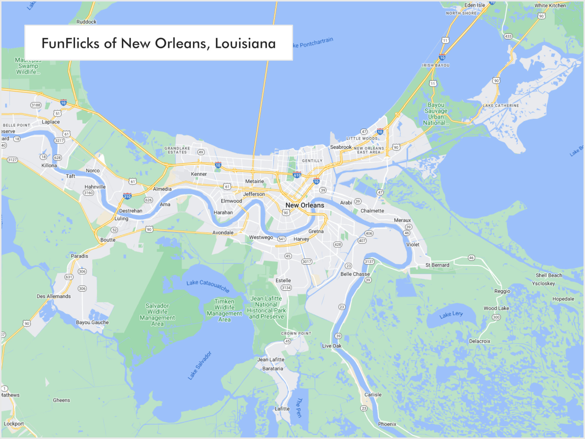 FunFlicks® New Orleans territory map