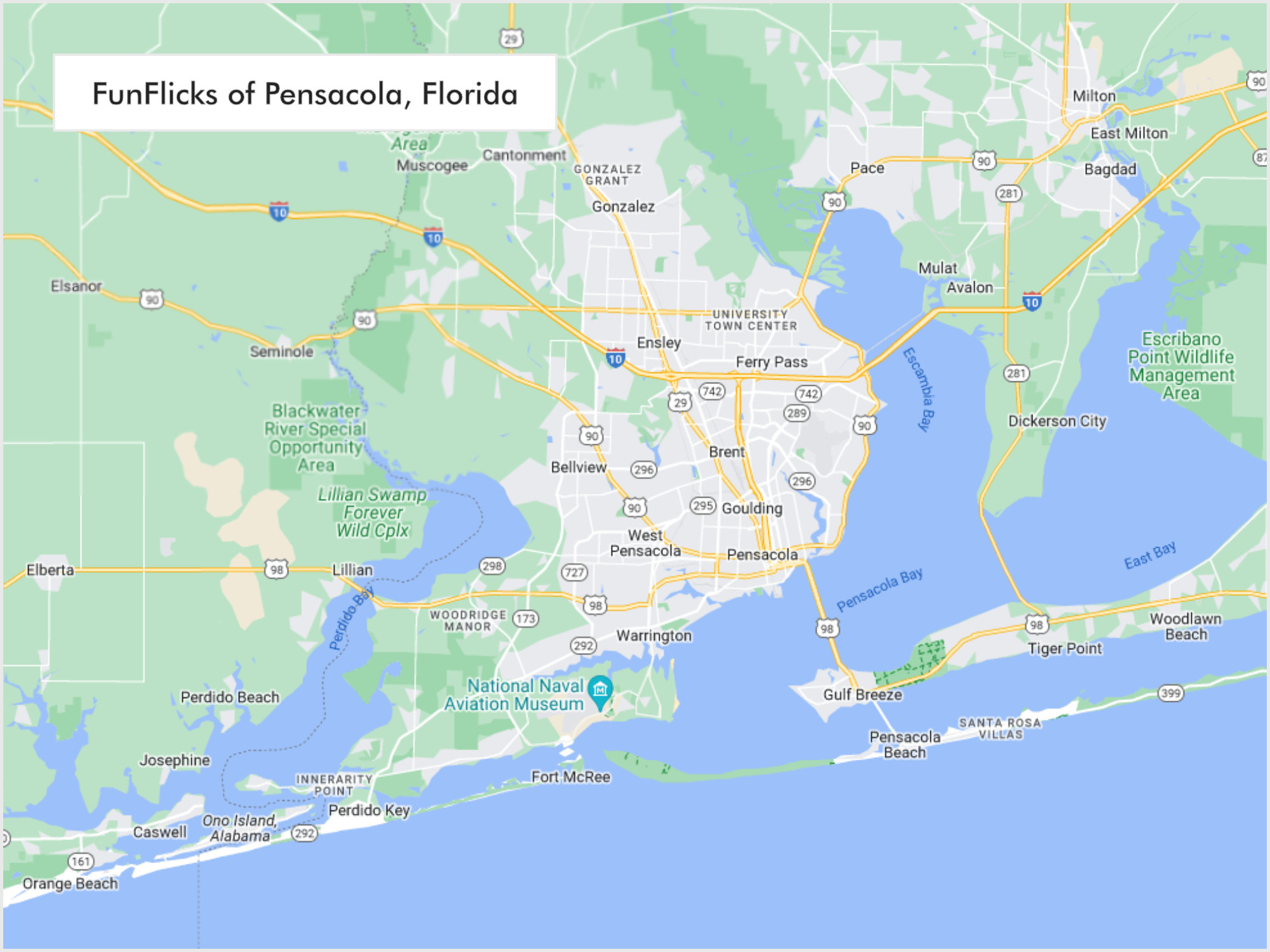 FunFlicks® Pensacola territory map