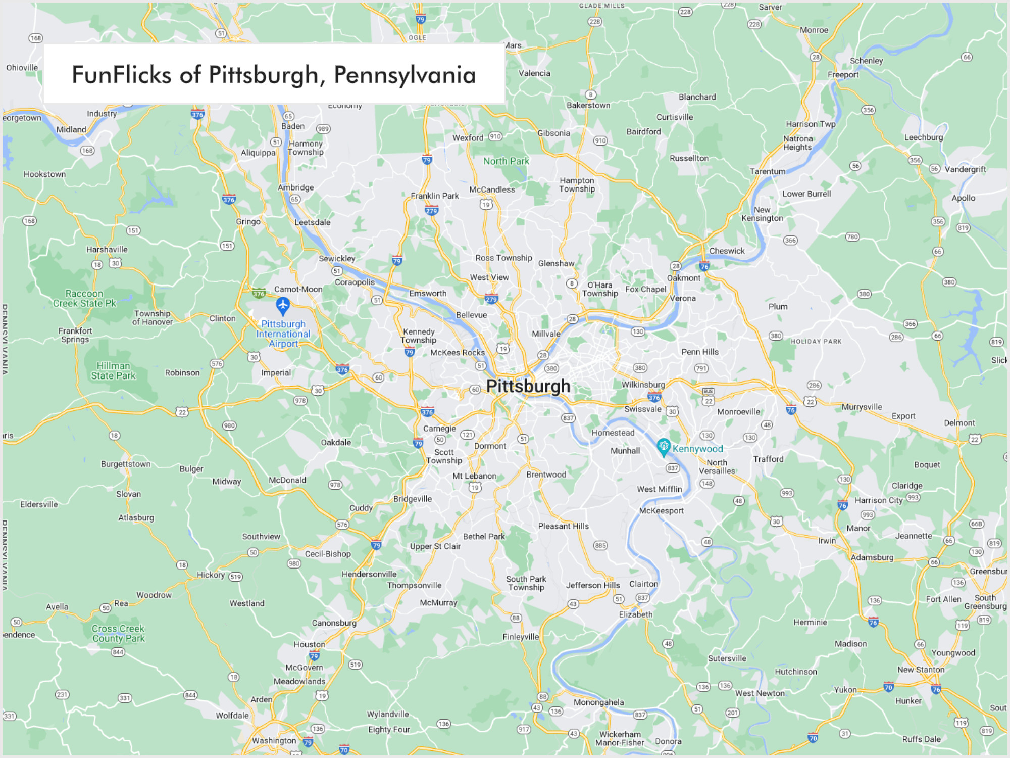 FunFlicks® Pittsburgh territory map