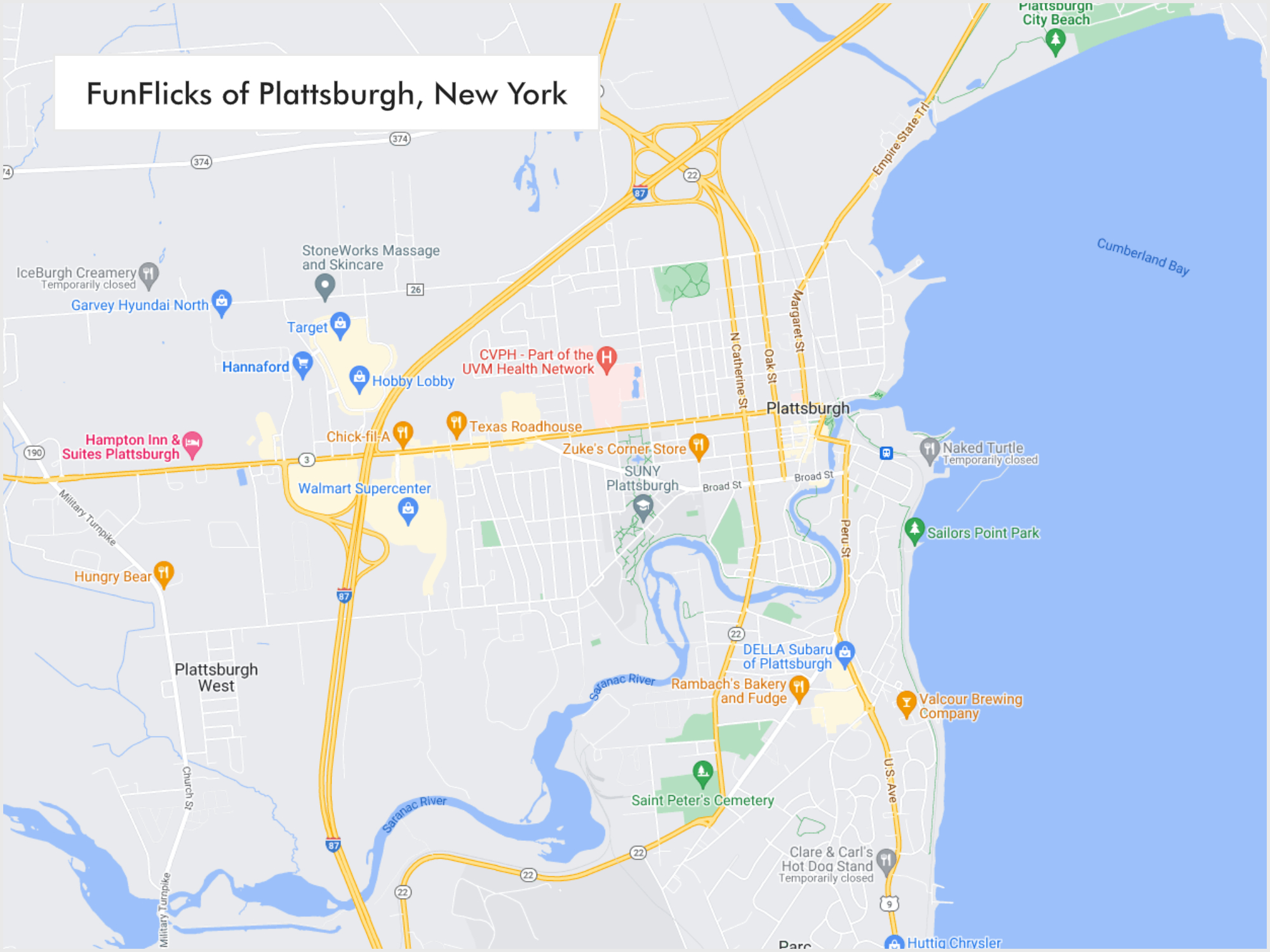 FunFlicks® Plattsburgh territory map