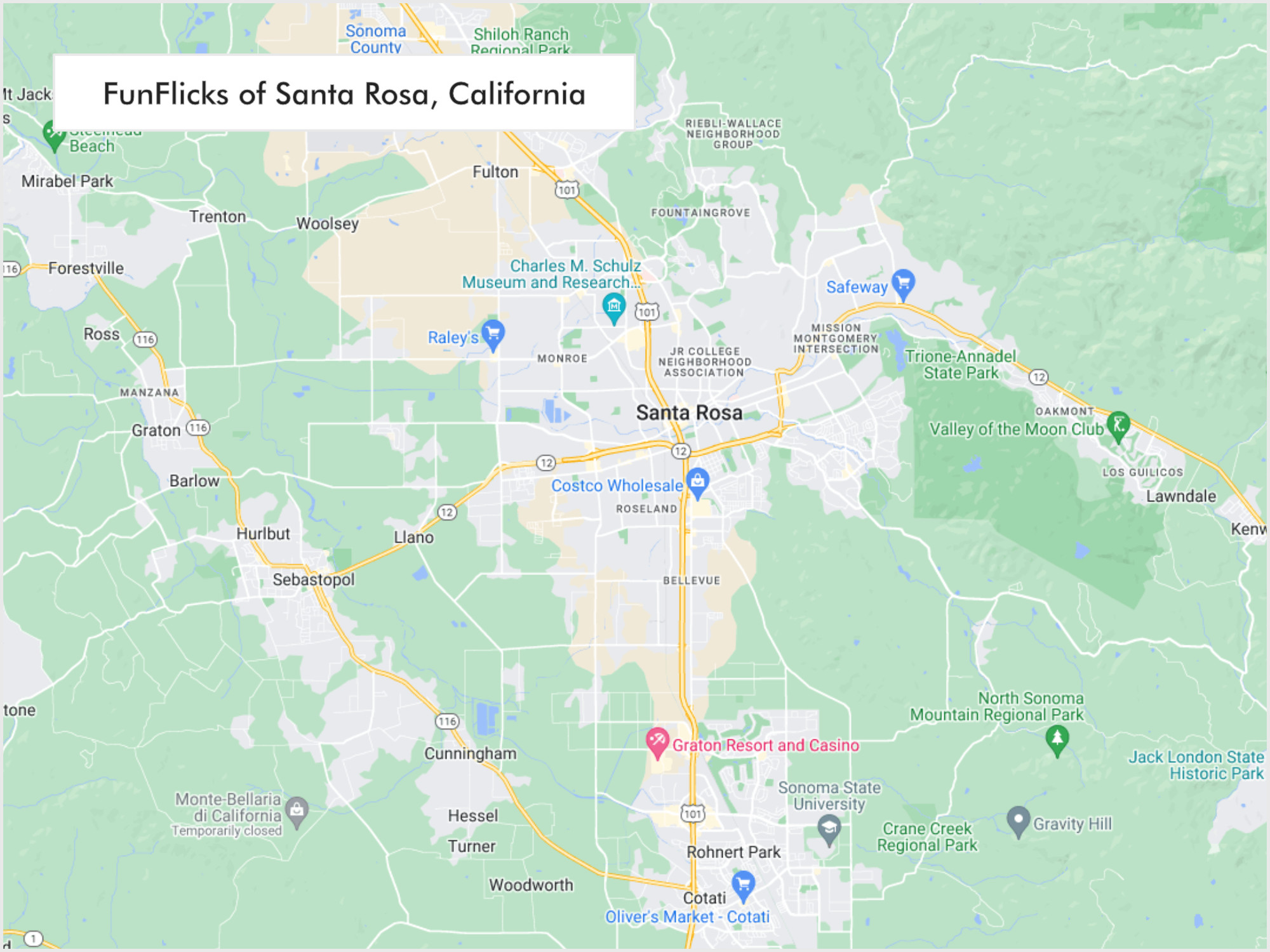 FunFlicks® Santa Rosa territory map