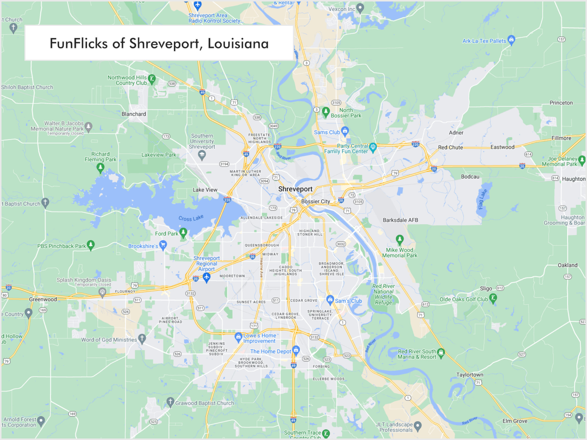 Shreveport-funflicks-map FunFlicks® Shreveport territory map