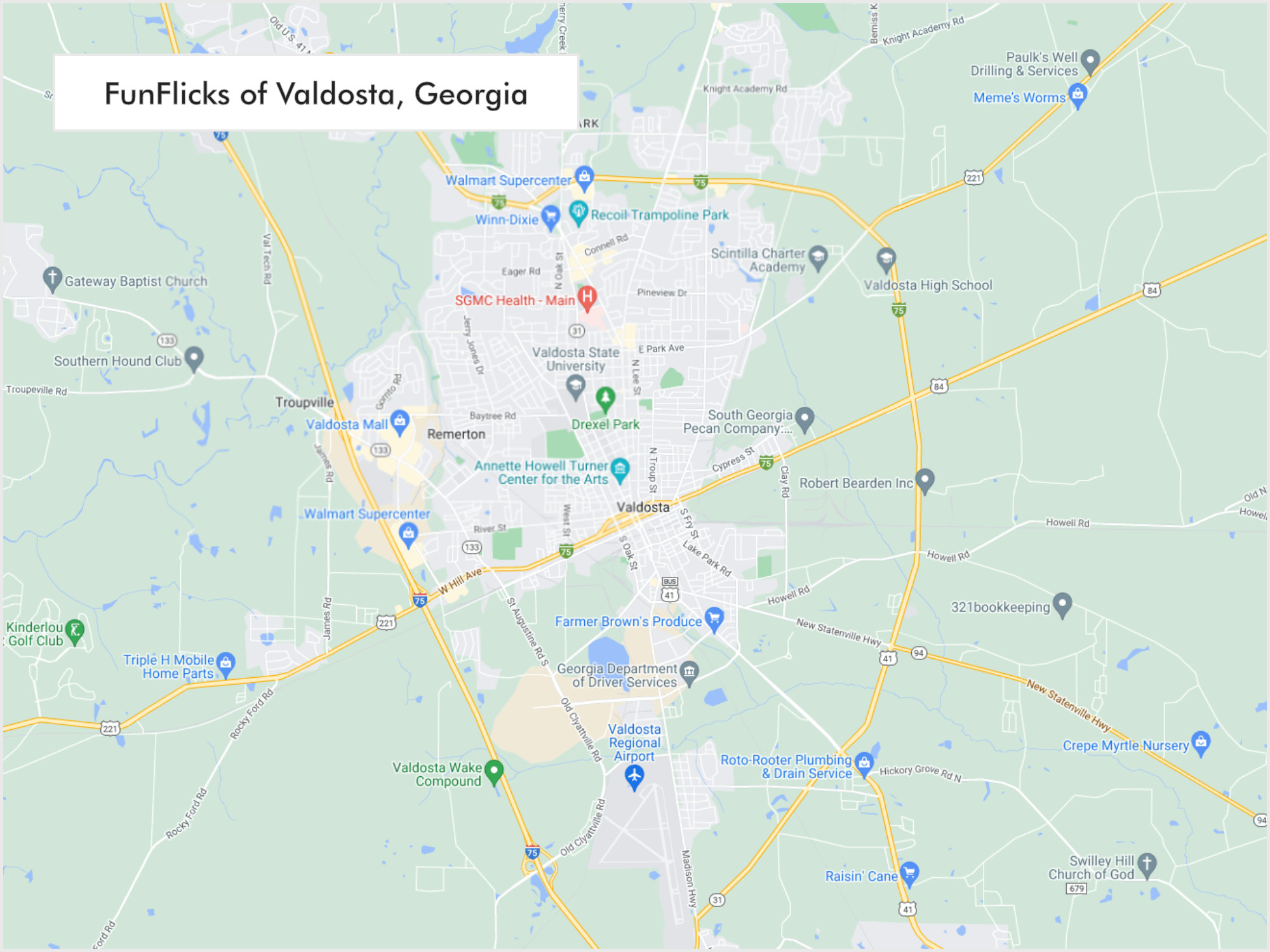 FunFlicks® Valdosta territory map