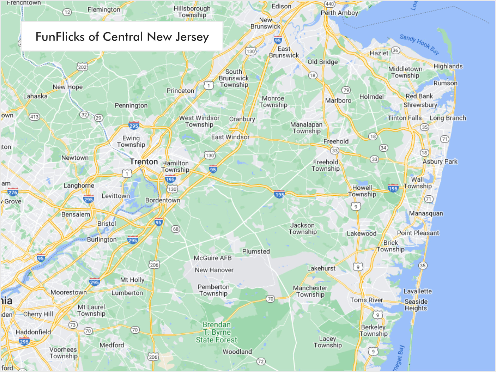 FunFlicks® Central Jersey territory map