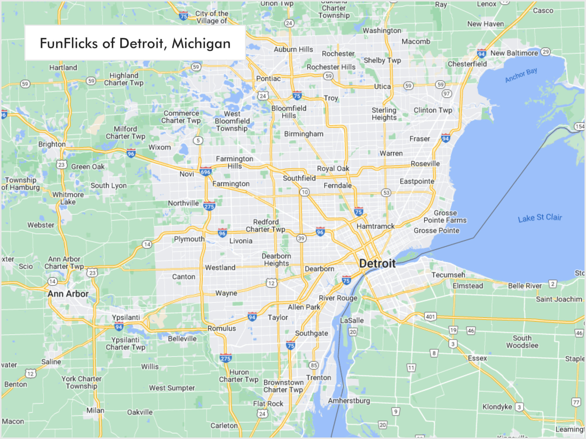 FunFlicks® Detroit territory map