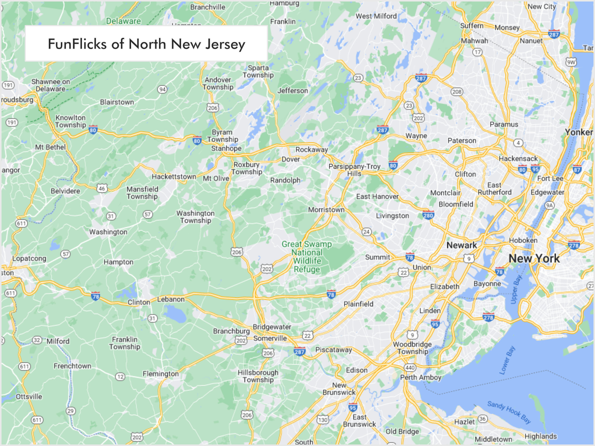 FunFlicks® North Jersey territory map