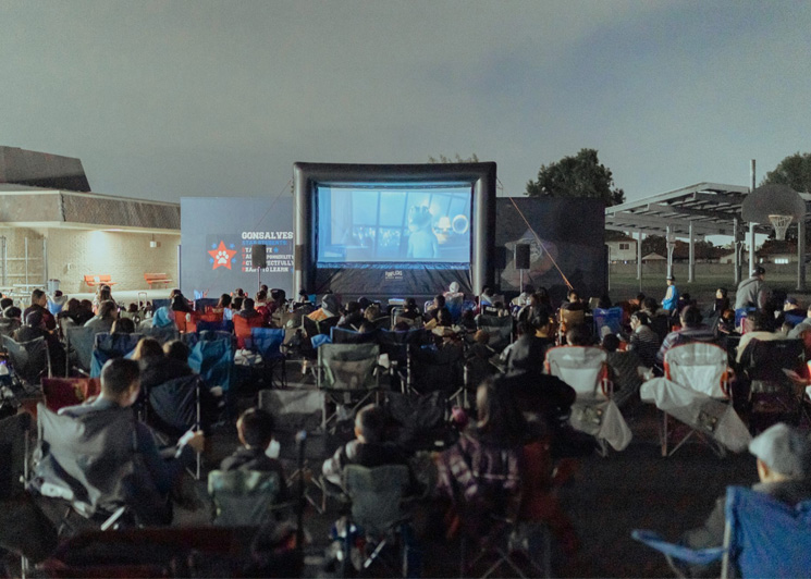 Outdoor movie back to school party
