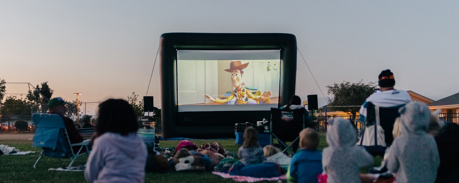 FunFlicks inflatable movie screen at a back to school party