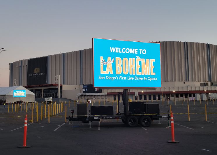 FunFlicks LED Trailers advertising an opera concert