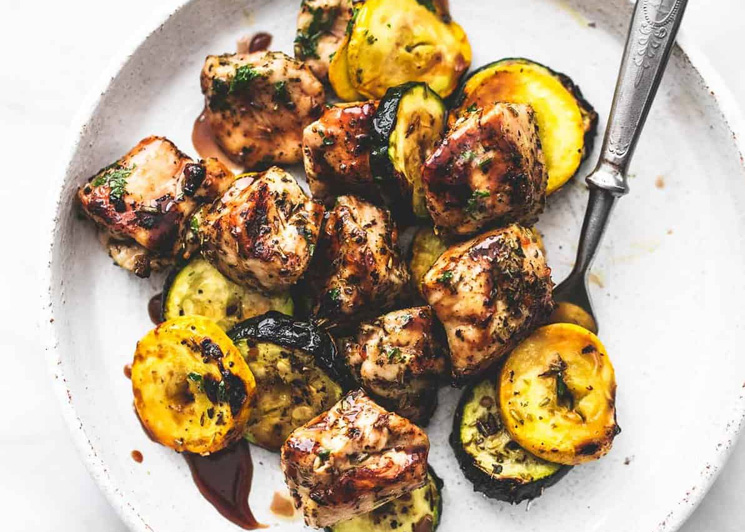 Balsamic Chicken and Veggie Kabobs