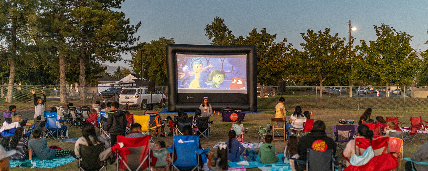 Spring break outdoor movie party