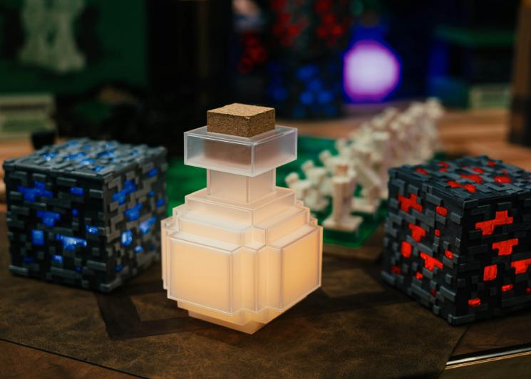 Beverage in a Minecraft potion bottle